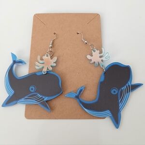 Fashion Jewelry Blue Whale Earrings